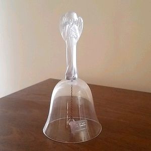 Hand Blown Crystal Bell with Frosted Angel Top